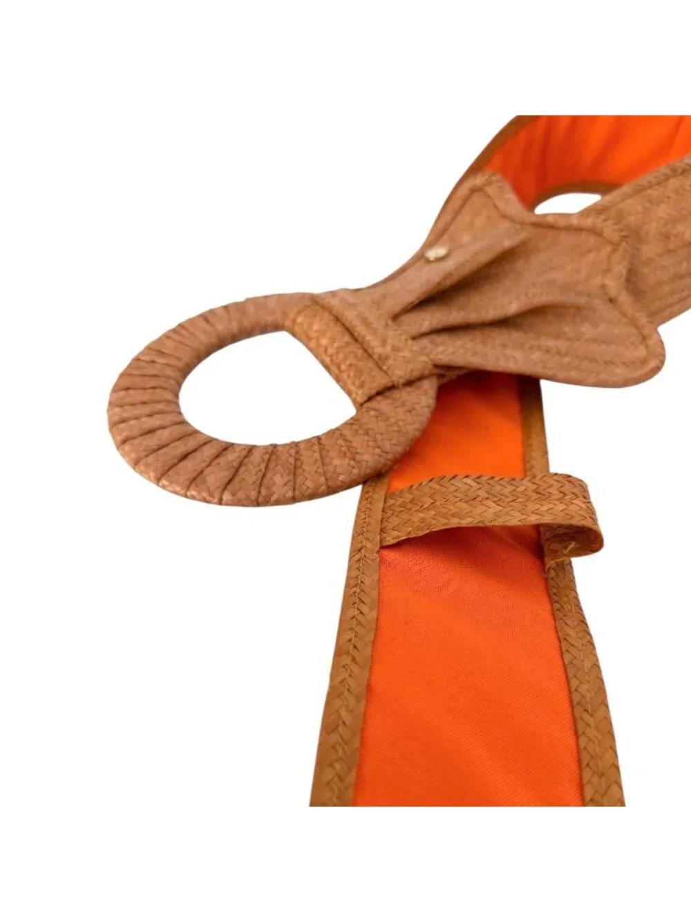Vintage Woven‎ Straw Oversized Buckle Statement Belt Boho Tropical Resort (S)